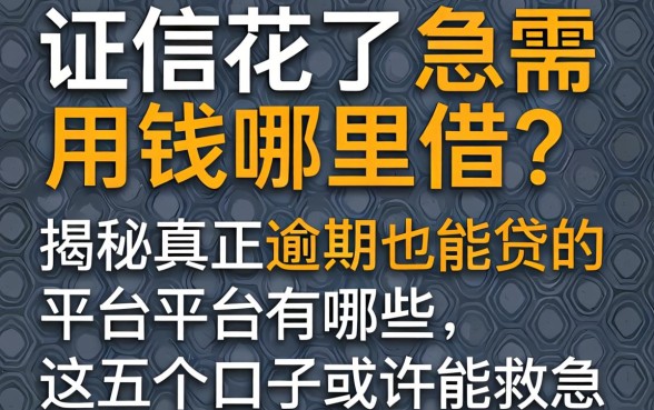 征信花了急需用钱哪里借?揭秘真正逾期也能贷的平台有哪些,这五个口子或许能救急