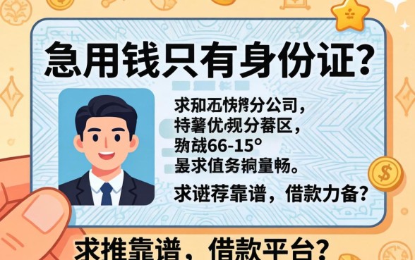 急用钱只有身份证？求推荐靠谱的借款平台！
