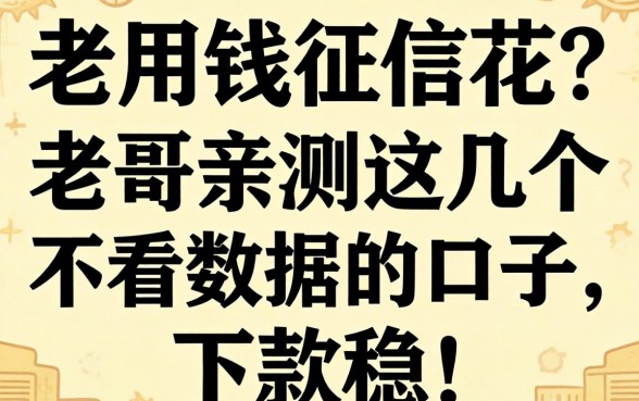 急用钱征信花？老哥亲测这几个不看数据的口子，下款稳！