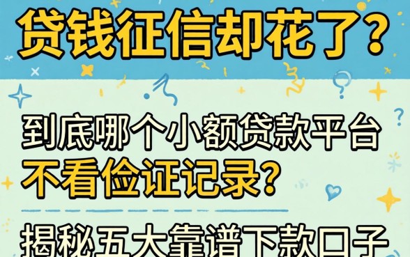 急需用钱征信却花了？到底哪个小额贷款平台不看征信记录？揭秘五大靠谱下款口子