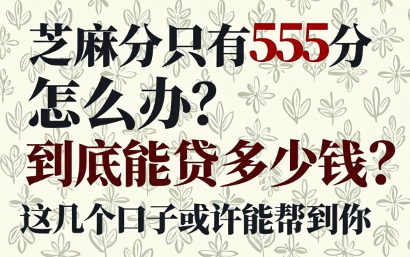 芝麻分只有555分怎么办?到底能贷多少钱?这几个口子或许能帮到你