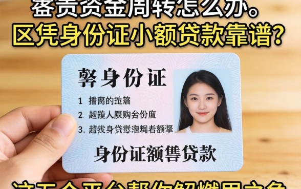 急需资金周转怎么办？区凭身份证小额贷款靠谱吗？这五个平台帮你解燃眉之急