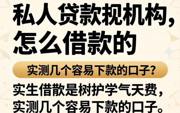 私人贷款机构怎么借款的？实测几个容易下款的口子