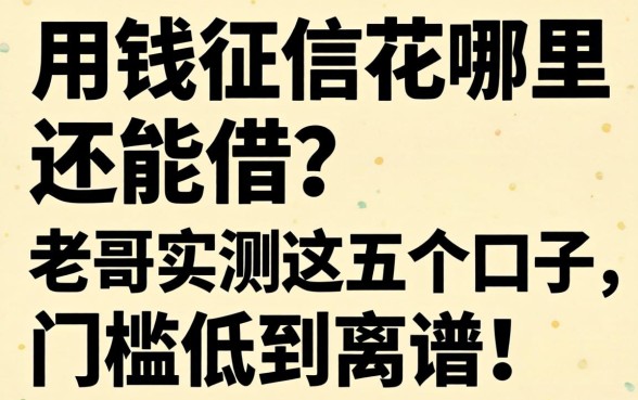 急用钱征信花哪里还能借？老哥实测这五个口子，门槛低到离谱！
