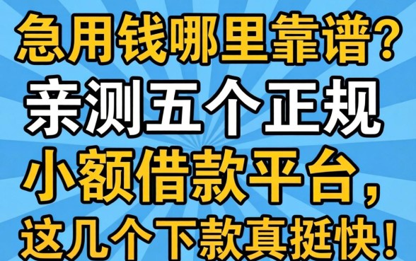 急用钱哪里靠谱？亲测五个正规小额借款平台，这几个下款真挺快！