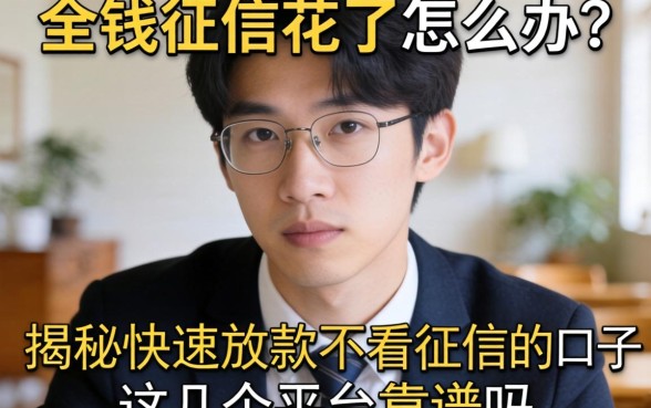 急需用钱征信花了怎么办?揭秘快速放款不看征信的口子,这几个平台靠谱吗?