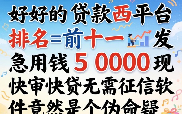我翻遍了口碑好的贷款平台排名前十，发现急用钱5000快审快贷无需征信软件竟然是个伪命题