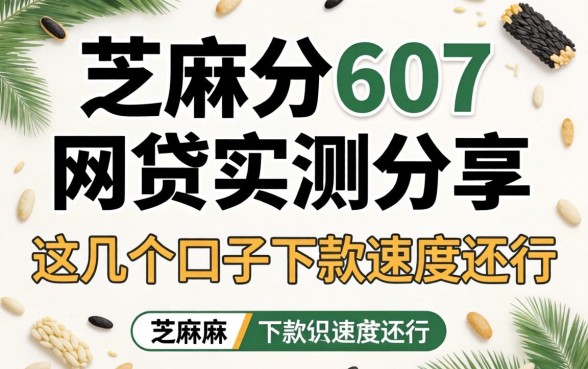 芝麻分607网贷实测分享，这几个口子下款速度还行