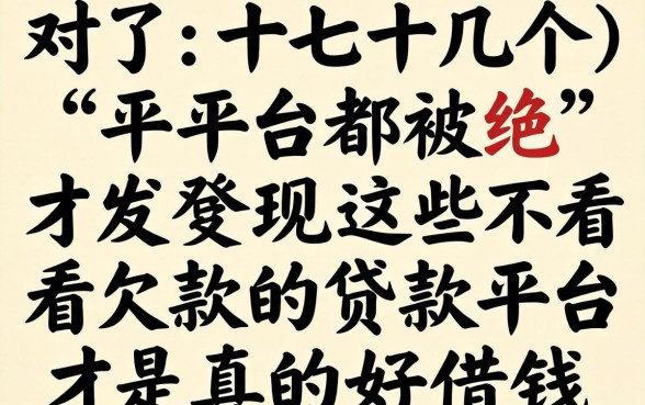 我试了十几个平台都被拒，才发现这些不看欠款的贷款平台才是真的好借钱