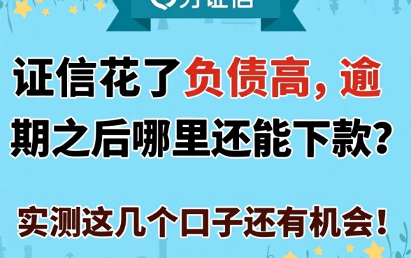 征信花了负债高，逾期之后哪里还能下款？实测这几个口子还有机会！