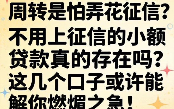 急需周转又怕弄花征信？不用上征信的小额贷款真的存在吗？这几个口子或许能解你燃眉之急！