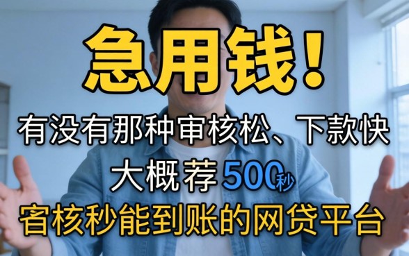急用钱！有没有那种审核松、下款快，大概500秒能到账的网贷平台推荐？