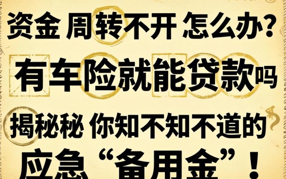 资金周转不开怎么办?有车险就能贷款吗?揭秘你不知道的应急“备用金”!