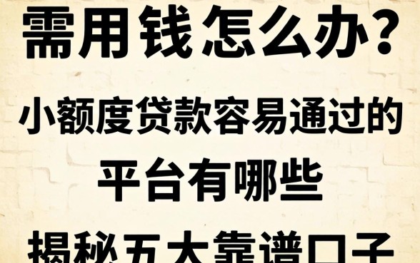 急需用钱怎么办？小额度贷款容易通过的平台有哪些？揭秘五大靠谱口子