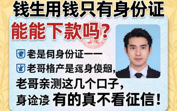 急用钱只有身份证能下款吗？老哥亲测这几个口子，有的真不看征信！