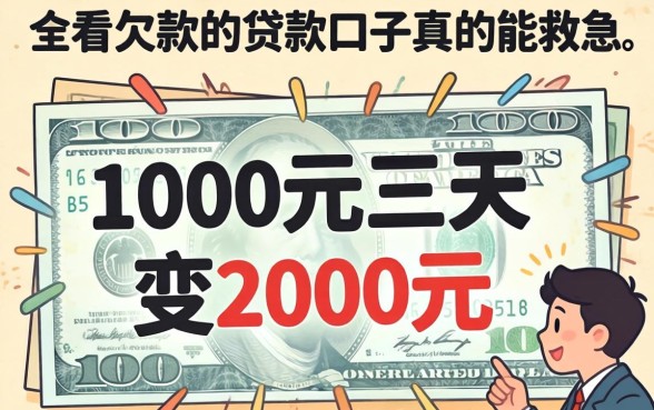我借1000元三天变2000元,那些不看欠款的贷款口子真的能救急吗