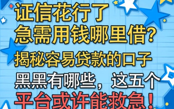 征信花了急需用钱哪里借？揭秘容易贷款的口子 黑户有哪些，这五个平台或许能救急！