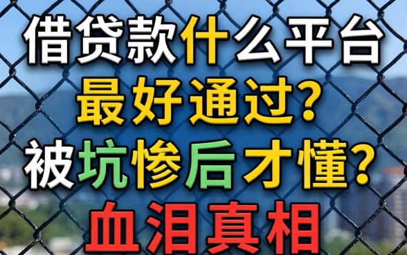网上借款什么平台最好通过?被坑惨后才懂的血泪真相