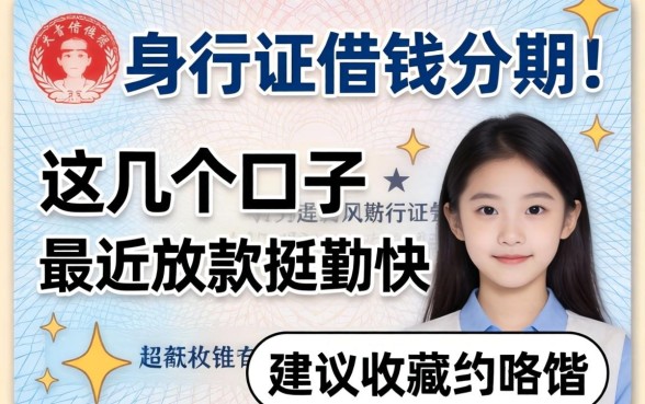 身份证借钱分期：这几个口子最近放款挺勤快，建议收藏