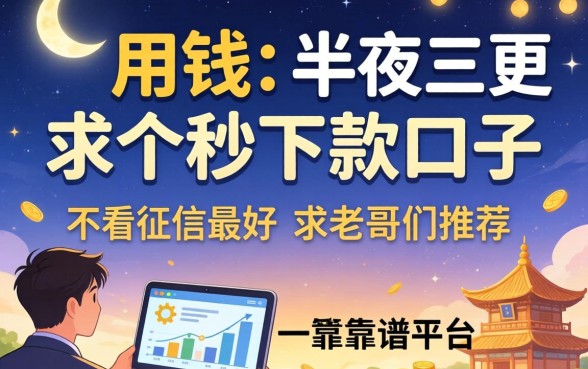 急用钱！半夜三更求个秒下款的口子，不看征信最好，求老哥们推荐靠谱平台！