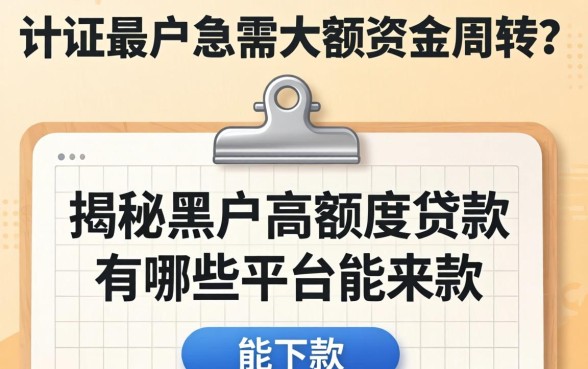 征信黑户急需大额资金周转?揭秘黑户高额度贷款有哪些平台能下款