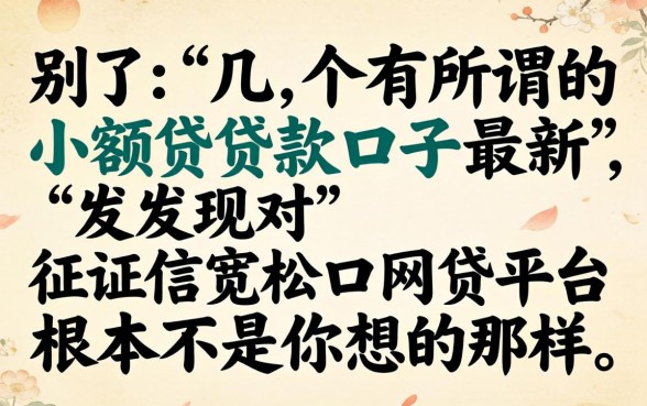我试了几个所谓的小额贷款口子最新，发现对征信宽松的网贷平台根本不是你想的那样