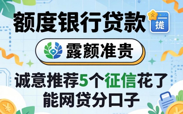 大额度银行贷款要汿，诚意推荐5个征信花了能网贷的口子