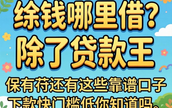 急需用钱哪里借？除了贷款王还有这些靠谱口子，下款快门槛低你知道吗？