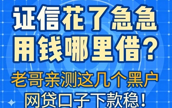 征信花了急用钱哪里借?老哥亲测这几个黑户网贷口子下款稳!