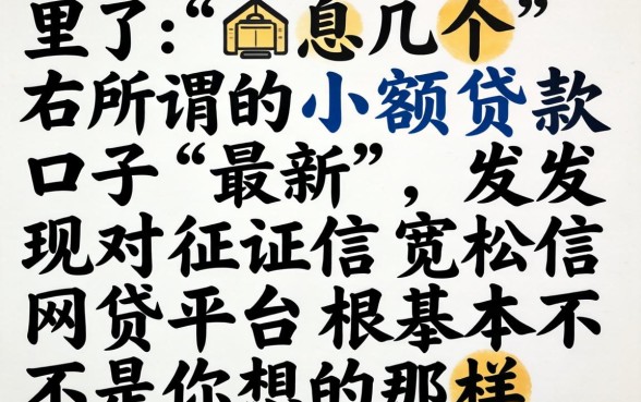 我试了几个所谓的小额贷款口子最新，发现对征信宽松的网贷平台根本不是你想的那样