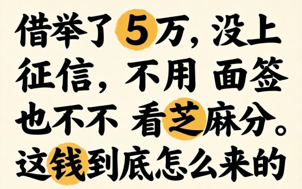 我借了5万没上征信，不用面签也不看芝麻分，这钱到底怎么来的