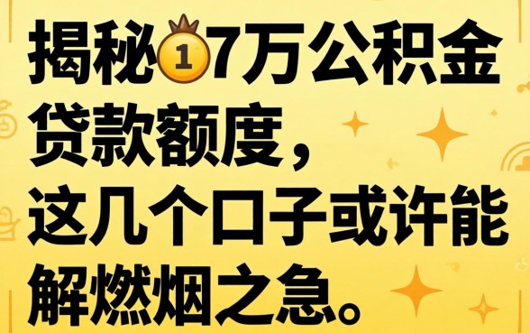 揭秘2万公积金贷款额度：这几个口子或许能解燃眉之急