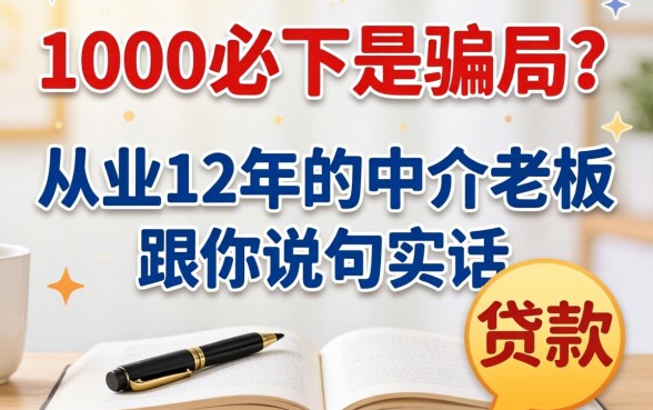 贷款1000必下是骗局?从业12年的中介老板跟你说句实话