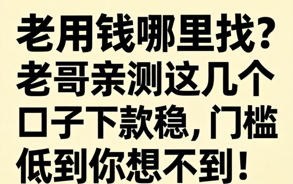 急用钱哪里找?老哥亲测这几个口子下款稳,门槛低到你想不到!