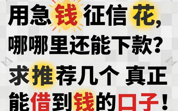 急用钱征信花哪里还能下款？求推荐几个真正能借到钱的口子！