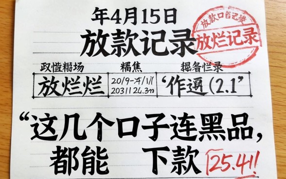 我翻烂了2026年4月15日的放款记录,发现这几个口子连黑户都能下款