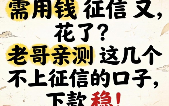 急需用钱征信又花了?老哥亲测这几个不上征信的口子,下款稳!