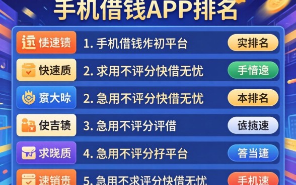 快速的手机借钱app排名，详细阐述5个急用不求评分快借无忧的平台