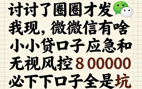 我试了一圈才发现,微信有啥小贷口子应急和无视风控8000必下口子全是坑