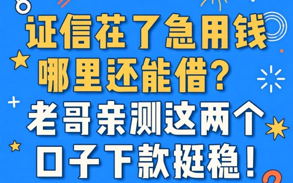 征信花了急用钱哪里还能借？老哥亲测这几个口子下款挺稳！