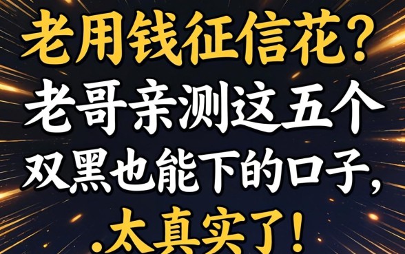 急用钱征信花？老哥亲测这五个双黑也能下的口子，太真实了！