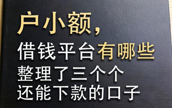 黑户小额借钱平台有哪些?整理了几个还能下款的口子