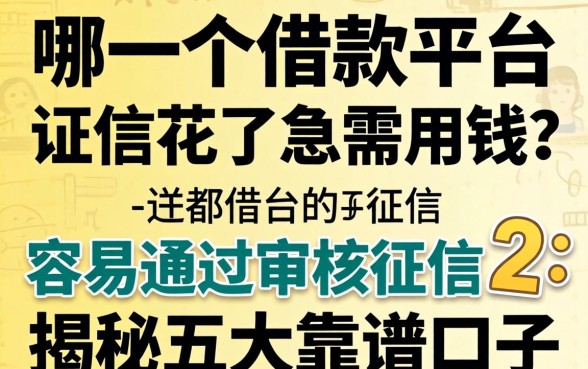 征信花了急需用钱?哪一个借款平台容易通过审核征信?揭秘五大靠谱口子