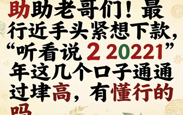 求助老哥们！最近手头紧想下款，听说2021年这几个口子通过率高，有懂行的吗？