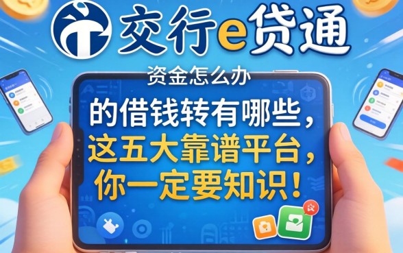 急需资金周转怎么办?像交行e贷通的借钱软件有哪些?这五大靠谱平台你一定要知道!