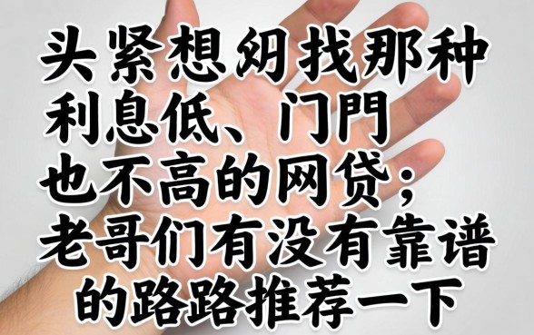 手头紧想找那种利息低、门槛也不高的网贷,老哥们有没有靠谱的路子推荐一下?