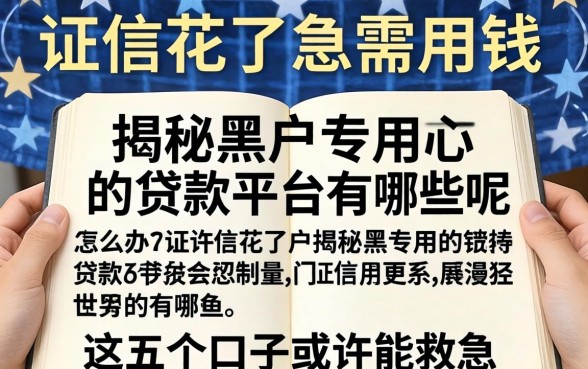 征信花了急需用钱怎么办？揭秘黑户专用的贷款平台有哪些呢，这五个口子或许能救急