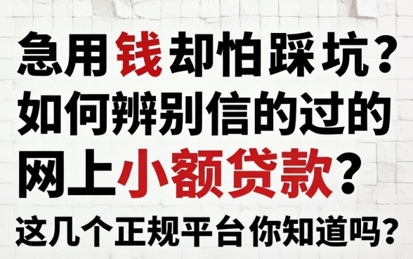 急需用钱却怕踩坑？如何辨别信的过的网上小额贷款？这几个正规平台你知道吗？