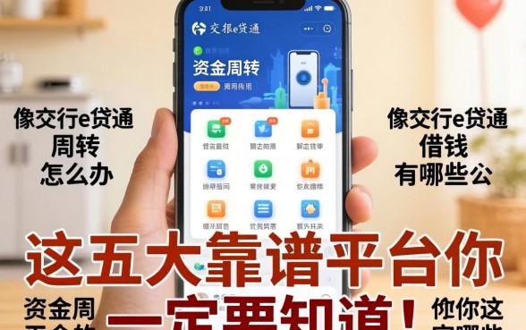 急需资金周转怎么办?像交行e贷通的借钱软件有哪些?这五大靠谱平台你一定要知道!
