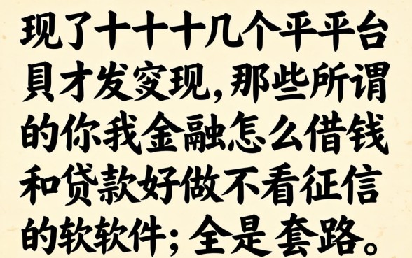 我试了十几个平台才发现，那些所谓的你我金融怎么借钱和贷款好做不看征信的软件，全是套路